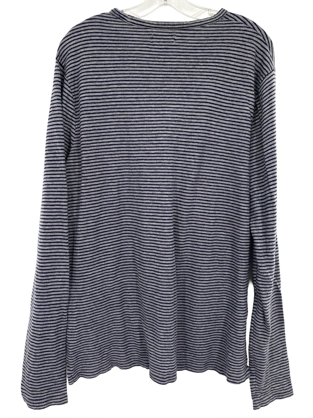 J. Crew Knit Goods Men’s Striped Long Sleeve Pocket Shirt Gray Blue Large Tall